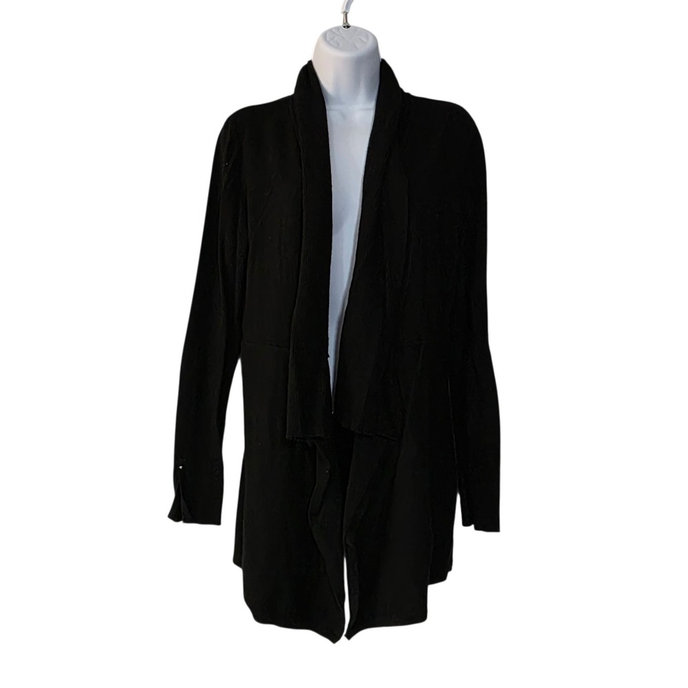 WHITE HOUSE BLACK MARKET Black Open Front Cardigan Women's M‎ Waterfall Duster